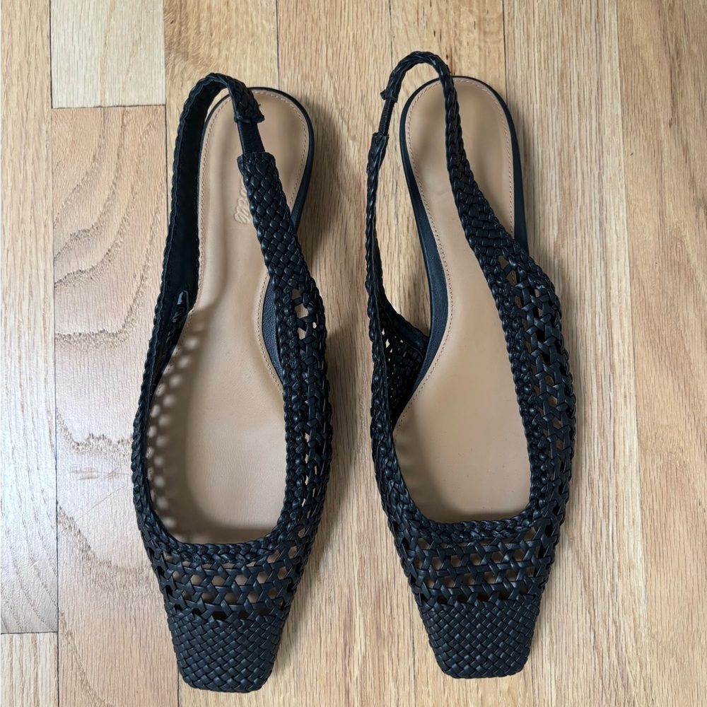 Madewell Black Woven Slingback Flats